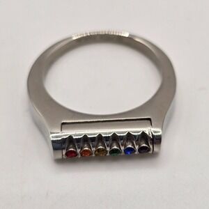 Pride Ring Unisex Silver Tone Rainbow Statement Ring Size‎ 12.5 LGBTQ+